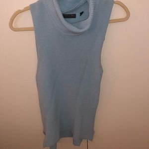 Highline-Light blue turtle neck sleeveless sweater